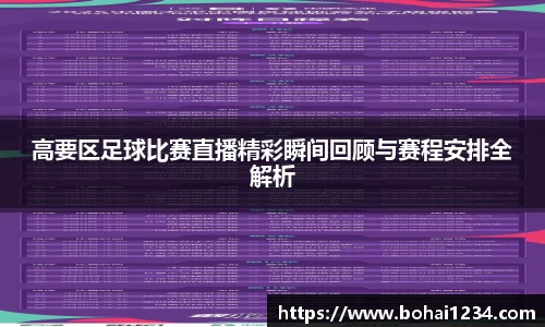 高要区足球比赛直播精彩瞬间回顾与赛程安排全解析