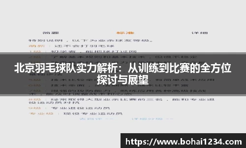 北京羽毛球队实力解析：从训练到比赛的全方位探讨与展望
