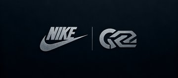 耐克合作logo标识，灰色调处理与深色背景协调